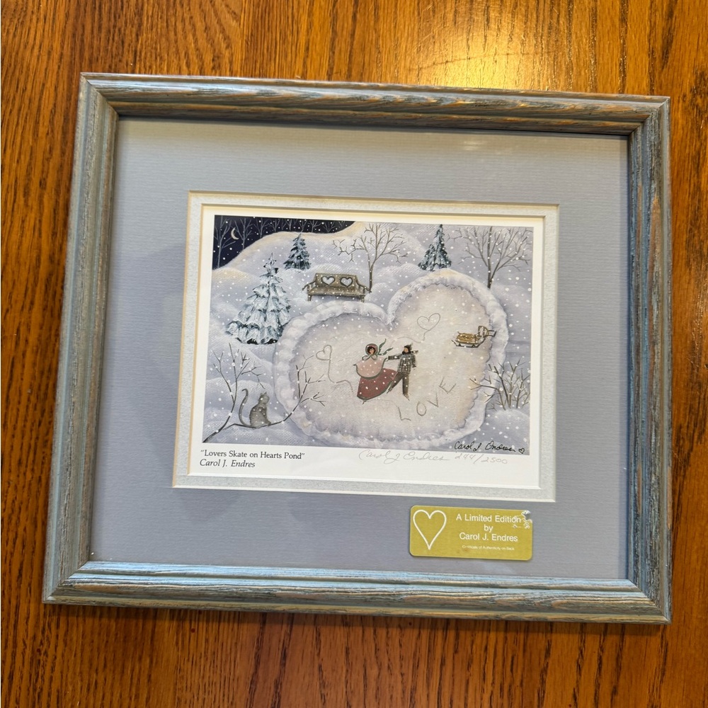 Blue and White Winter Art Print with Intricate Details
